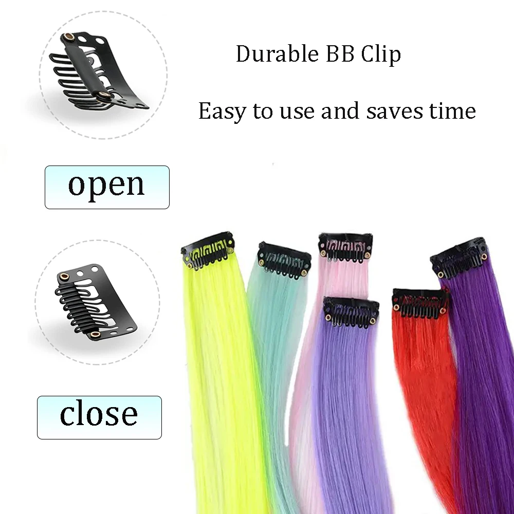Color: Natural Color, Stretched Length: 22INCHES - 12-Pack 22" Long Heat Resistant Women's Clip-In Hair Extensions - Durable BB Clip, Natural Look, Trimmable, Easy to Style