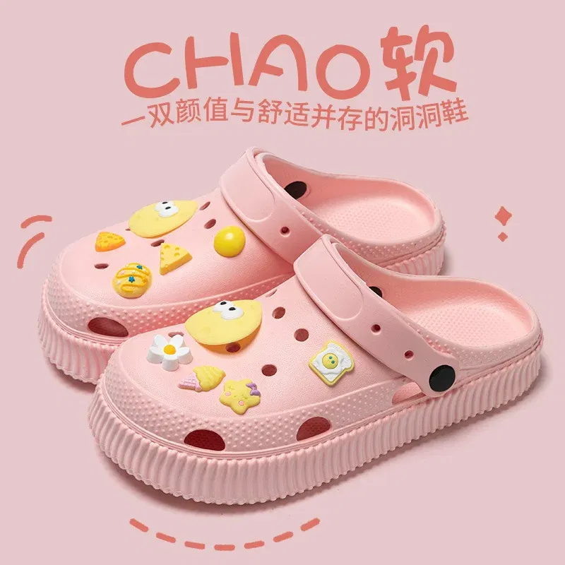 Color: YELLOW OCHRE, Shoe Size: 36-37 - Shoes hole shoes girls wear outside couple bag head women cool slippers