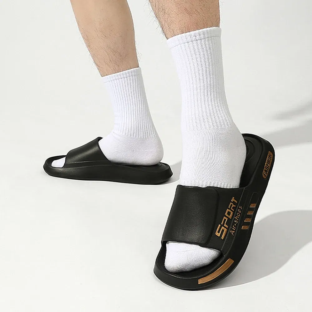 Color: SKY BLUE, Shoe Size: 46-47, Ships From: CHINA - BASATU Fashion Men's Slippers PVC Soft Sole Non-slip Slides Casual Outdoor Beach Flip Flops Home Bathroom Sandal Couples Slipper