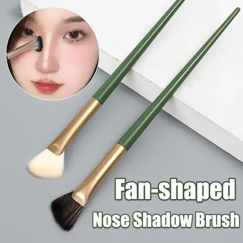 Handle Color: Black - New Half Fan-shaped Nose Shadow Brush Soft Angled Flat Head Noses Contour Smudge Makeup Brushes Highlighter Blush Cosmetics Tool