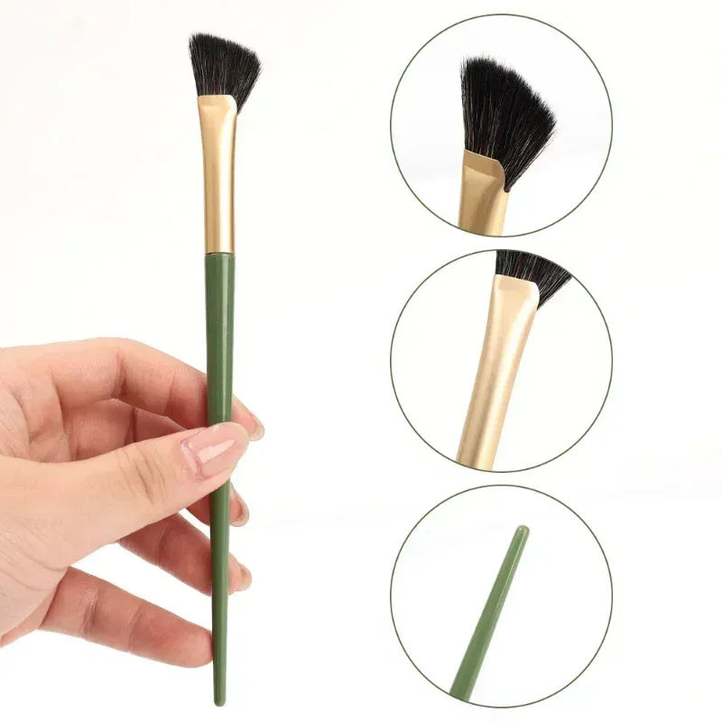 Handle Color: Black - New Half Fan-shaped Nose Shadow Brush Soft Angled Flat Head Noses Contour Smudge Makeup Brushes Highlighter Blush Cosmetics Tool