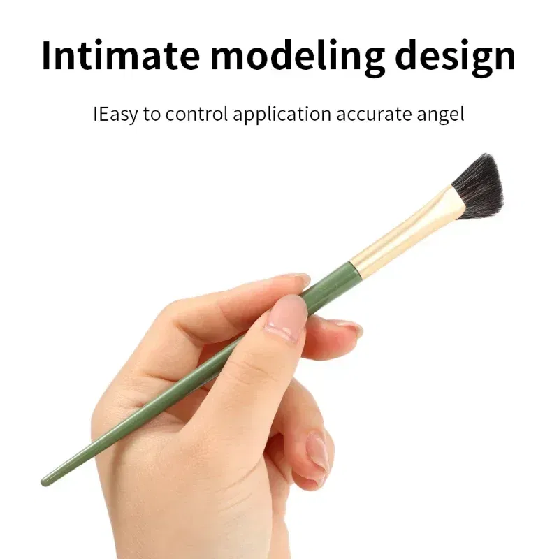 Handle Color: Black - New Half Fan-shaped Nose Shadow Brush Soft Angled Flat Head Noses Contour Smudge Makeup Brushes Highlighter Blush Cosmetics Tool