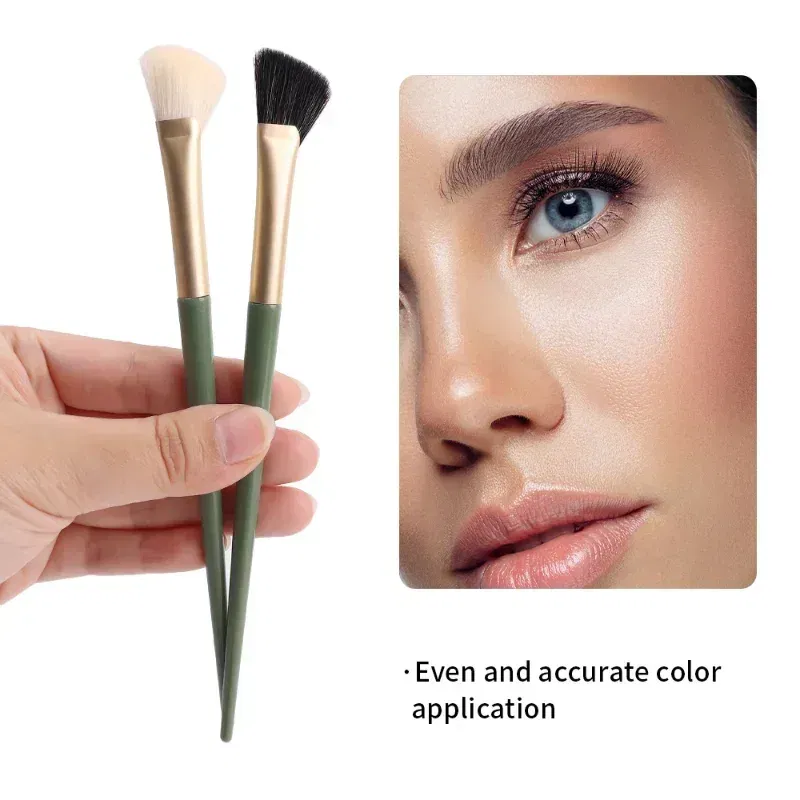 Handle Color: Black - New Half Fan-shaped Nose Shadow Brush Soft Angled Flat Head Noses Contour Smudge Makeup Brushes Highlighter Blush Cosmetics Tool