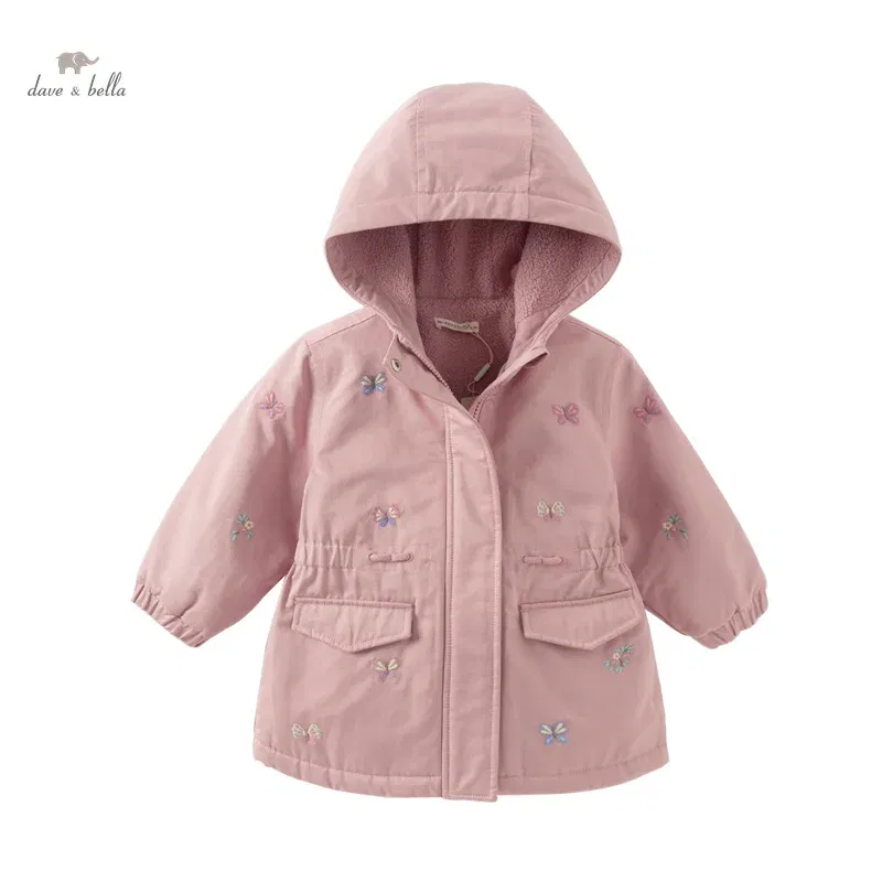 Color: PURPLE, Kid Size: 9 - Dave Bella Children Girls Baby Tops Outerwear 2024 Autumn Winter Thicken Hooded Zipper Gentle Baby Overcoat Outdoor DB4243880