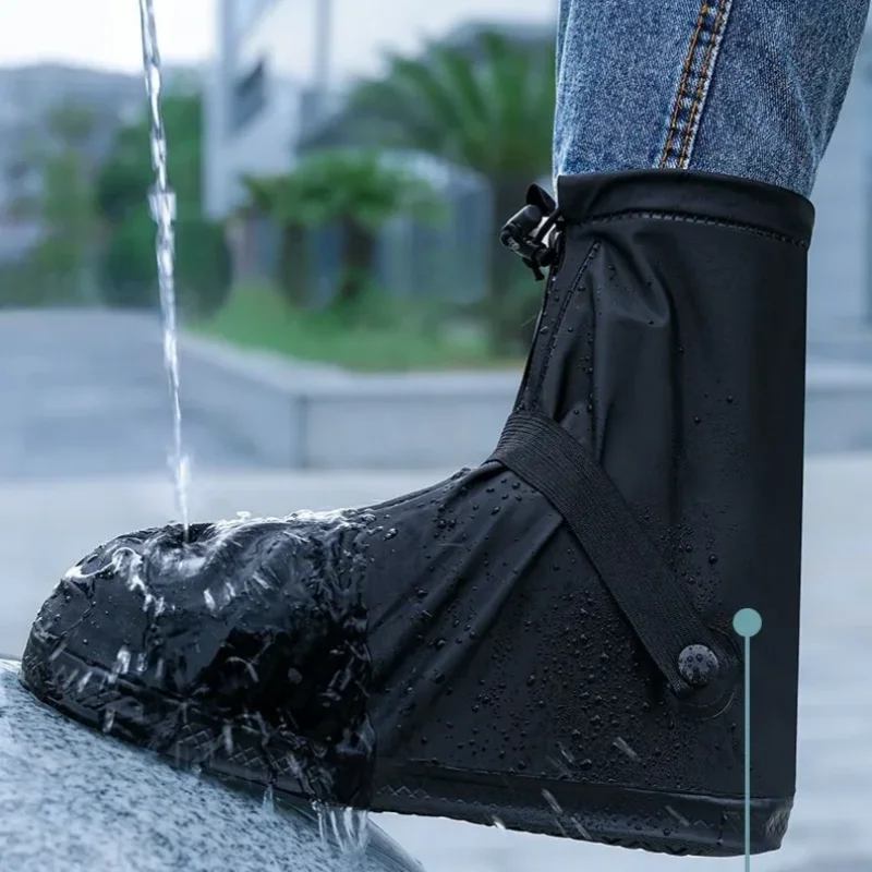 Color: Brown, Size: M - Reusable Anti-Slip PU Leather Waterproof Shoes Cover Water Boots Cycling Hiking Overshoes Rain Snow Wet Sand Shoes Protectors
