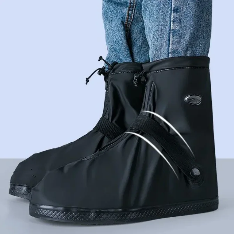 Color: Brown, Size: M - Reusable Anti-Slip PU Leather Waterproof Shoes Cover Water Boots Cycling Hiking Overshoes Rain Snow Wet Sand Shoes Protectors