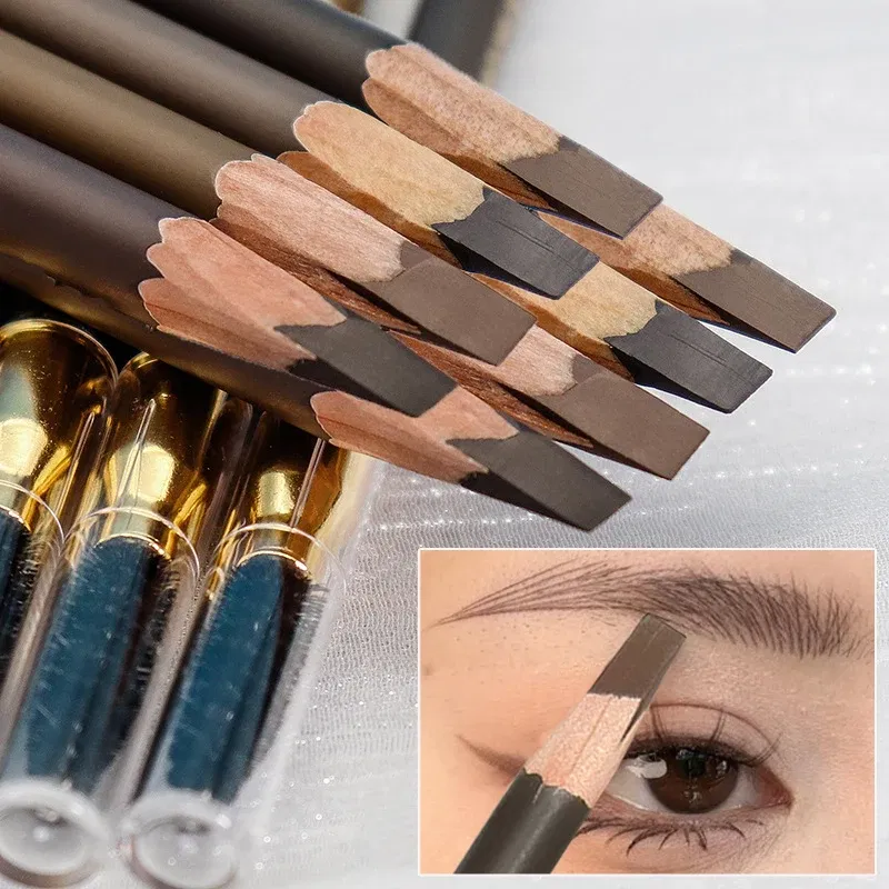 Color: SKY BLUE - Waterproof Eyebrow Pen with Brush 7 Colors Natural Lasting Non-caking Eyebrow Pencil Outlining Wild Brow Korean Makeup Cosmetics