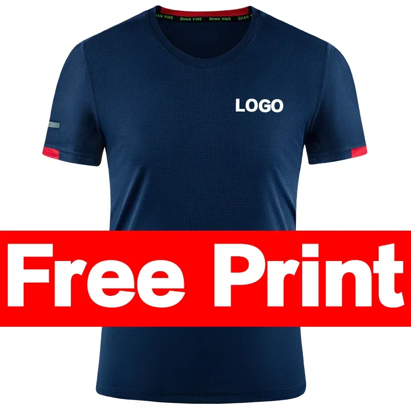 Color: SKY BLUE, Size: L, Ships From: CN - Men's t-shirt quick-drying sports top, custom logo running T-shirt, trainer fitness shirt