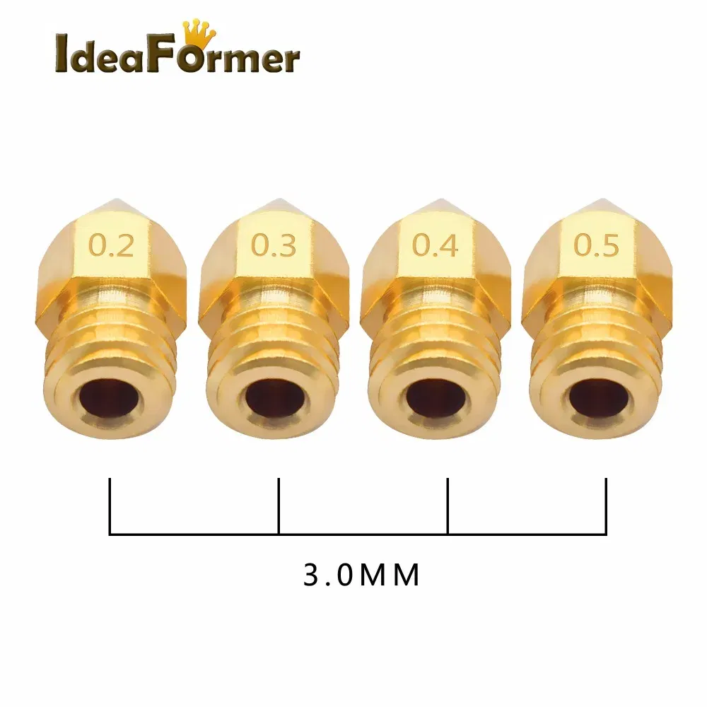 Color: WHITE, Size: 1.0mm - 5/10pcs MK8 Brass Nozzle 1.75/3.0mm Filament Extruder Print Head Nozzle 0.2/0.3/0.4/0.5mm for CR10 CR10S Ender3 3D Printer Parts