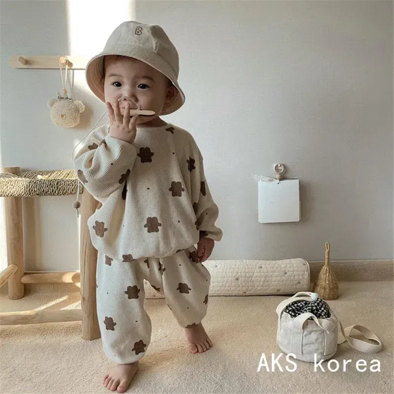 Color: Beige, Kid Size: 9M, Ships From: CHINA - Baby Fall Clothes Girl Boy Cotton Long Sleeve Sweater and Pant Set Toddler Casual Cartoon Bear Pullover Top SweatPant Tracksuit