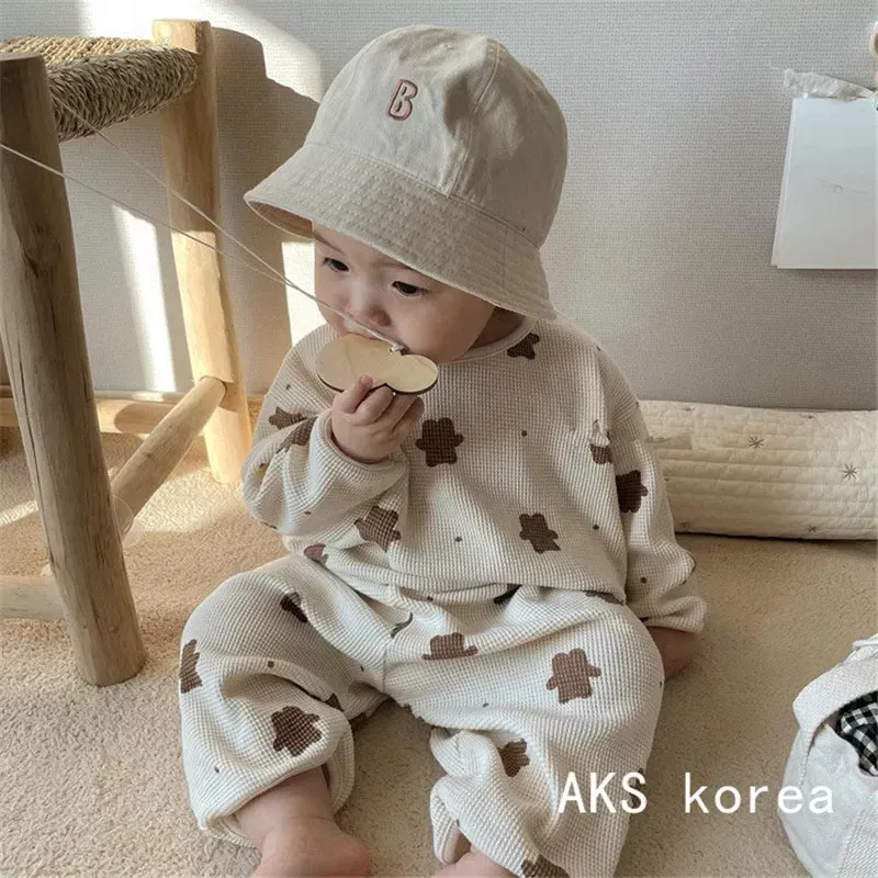 Color: Beige, Kid Size: 9M, Ships From: CHINA - Baby Fall Clothes Girl Boy Cotton Long Sleeve Sweater and Pant Set Toddler Casual Cartoon Bear Pullover Top SweatPant Tracksuit