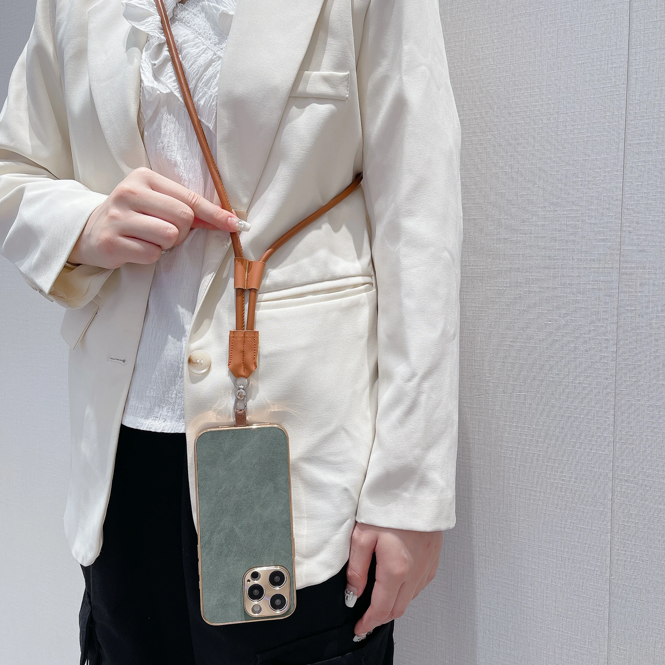 Color: Other, Material: Nylon / Spandex, Ships From: CHINA - 120 cm Long Crossbody Phone Lanyard Leather Pickup Chain Women's Long Neck Shoulder Strap Phone Case Universal Anti Loss Lanyard