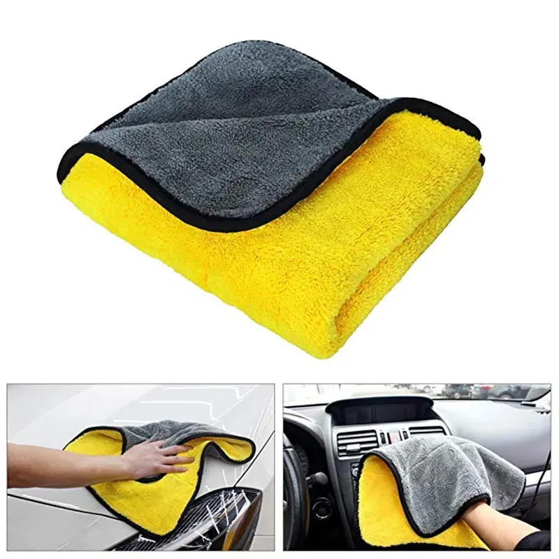 Color: Yellow - Car Wash Microfiber Towel Car Cleaning Drying Cloth Car Care Cloth Detailing Microfiber Towel Car Microfiber Cloth 30x30CM
