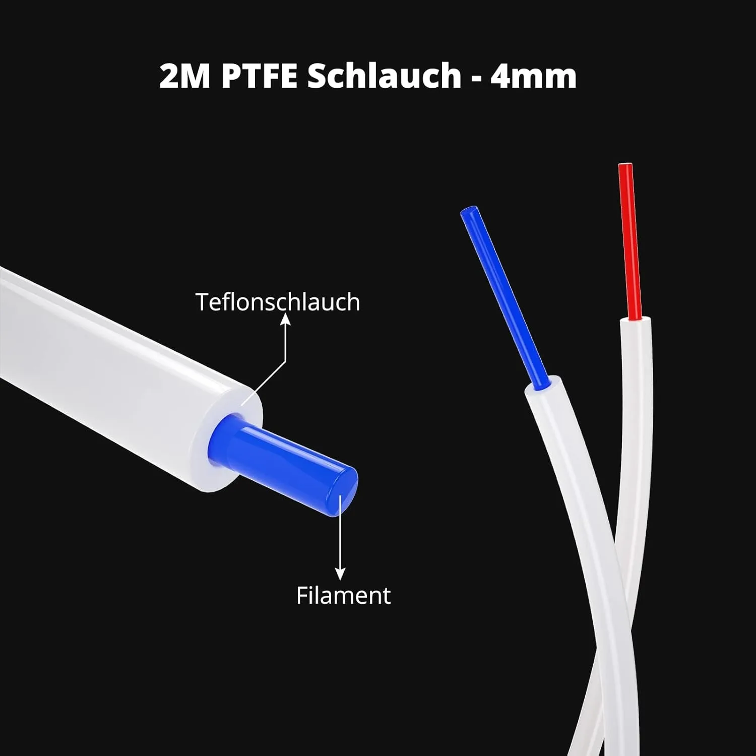 Color: black - Creality 1M 2M 3D Printer PTFE Tube Bowden Tubing Upgrades with 8x PC4-M6/PC4-M10 3D Printer Bowden Tube for 1.75mm Filament