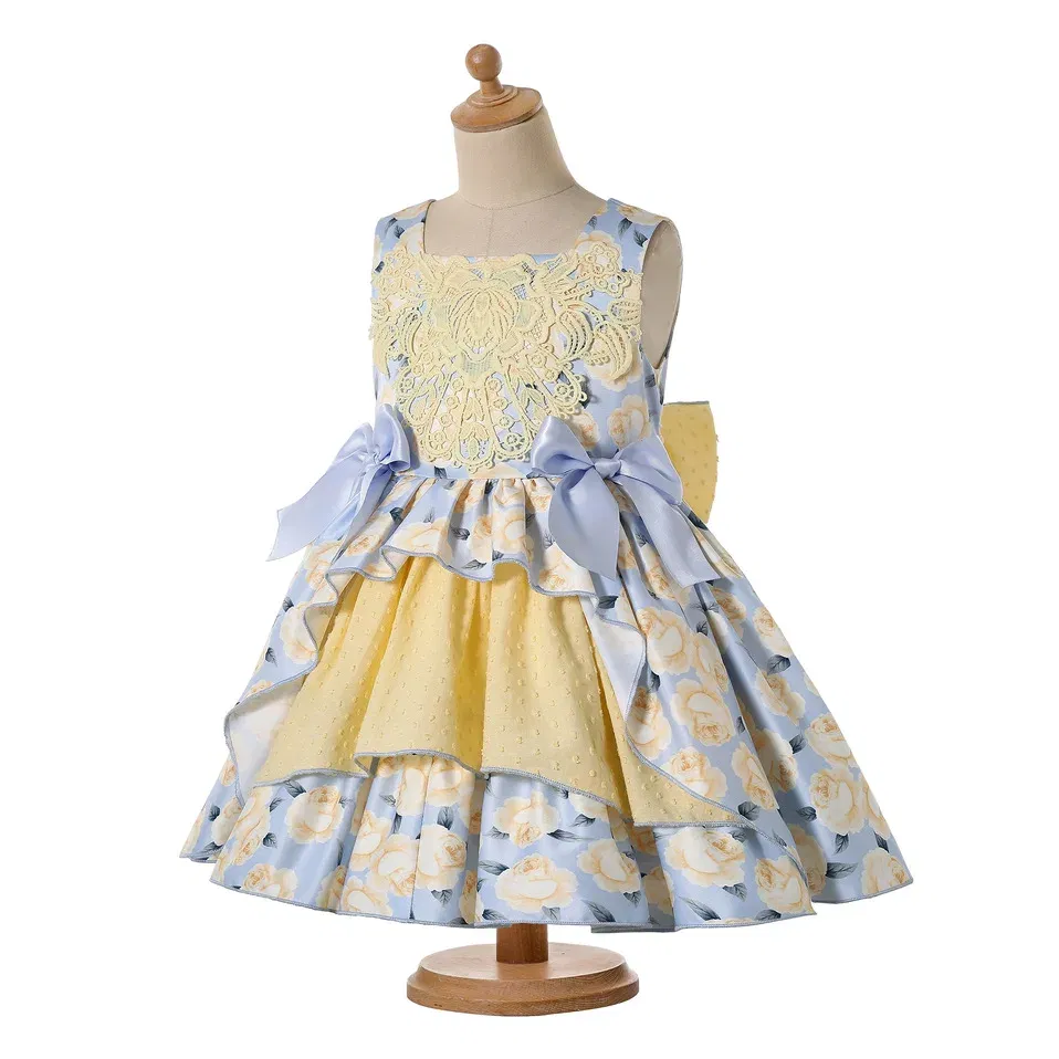 Color: Yellow, Kid Size: 12 - Pettigirl Mother Kids Baby Girls Summer Autumn Flower Bridesmaid Dresses for Children Princess Party Wedding Clothes 2368101214Y