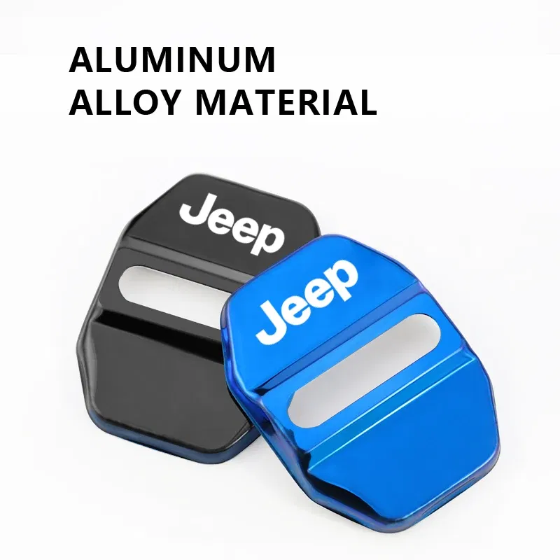 Color Name: WHITE - 4Pcs Car Door Lock Cover Stainless Steel Protection Accessories For Jeep Wrangler Renegade Compass Grand Cherokee Patriot