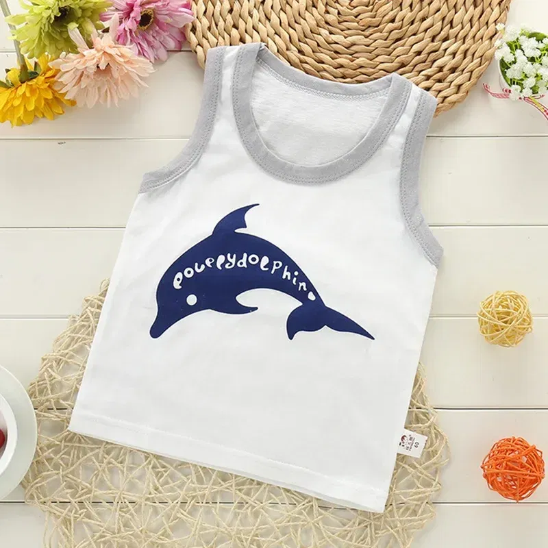 Color: Brown, Kid Size: 6 - Summer Kids Tops Clothes Tank Sleeveless Breathable Cotton Children T-shirt Vest Top Clothing Outfit Cartoon Boys Girls 0-7Years