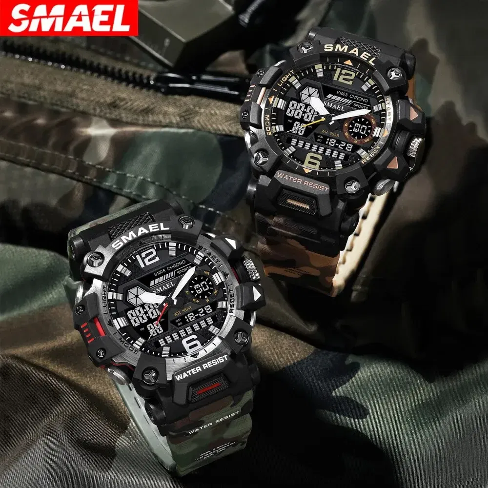 Color: Blue - SMAEL New Style 8072MC Digtal Quartz Watch Waterproof Double Display Dial For Men Watch