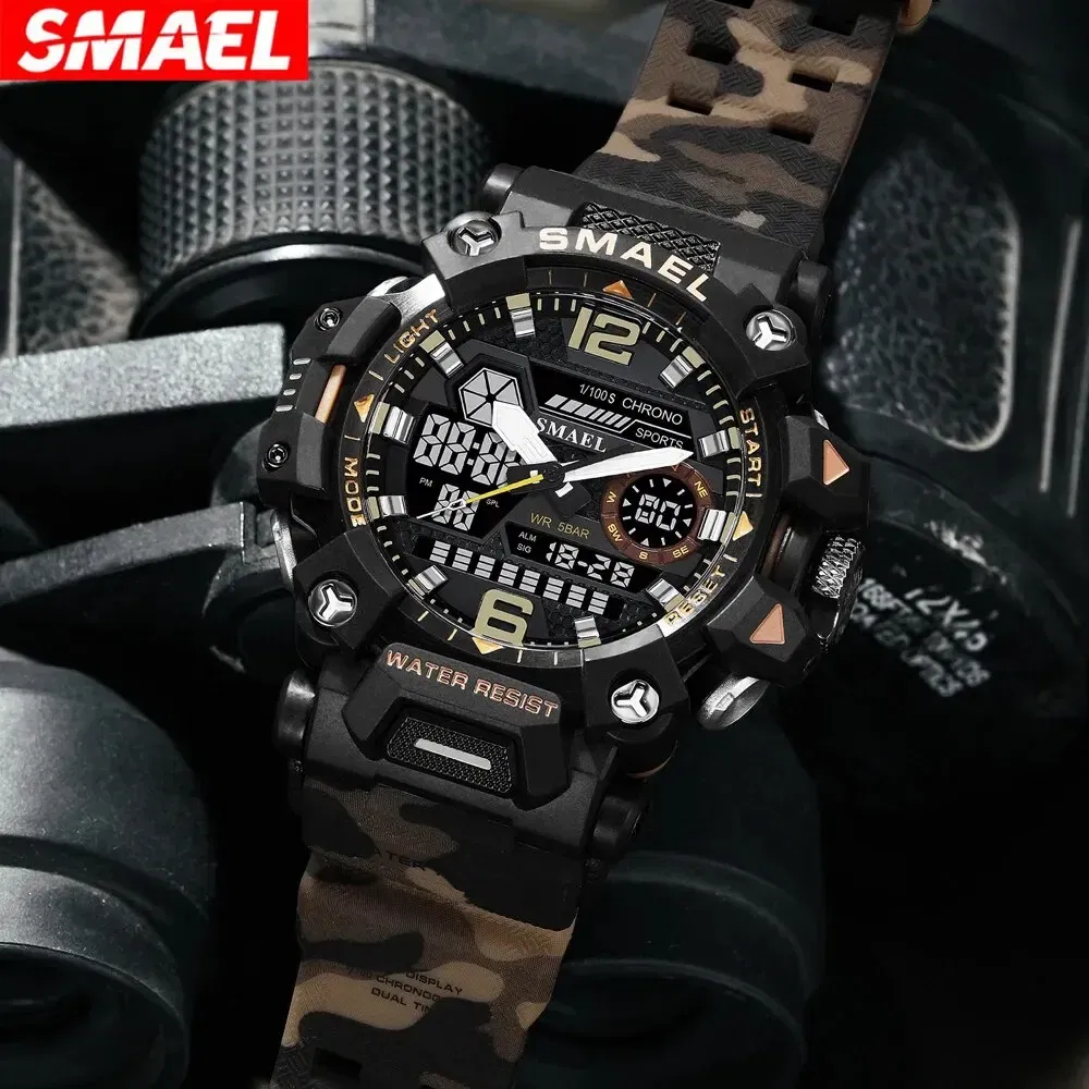 Color: Blue - SMAEL New Style 8072MC Digtal Quartz Watch Waterproof Double Display Dial For Men Watch