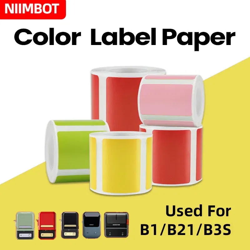 Color: Light Red - NIIMBOT B21/B203/B3S label machine printing paper color label waterproof, oil resistant, tear resistant label