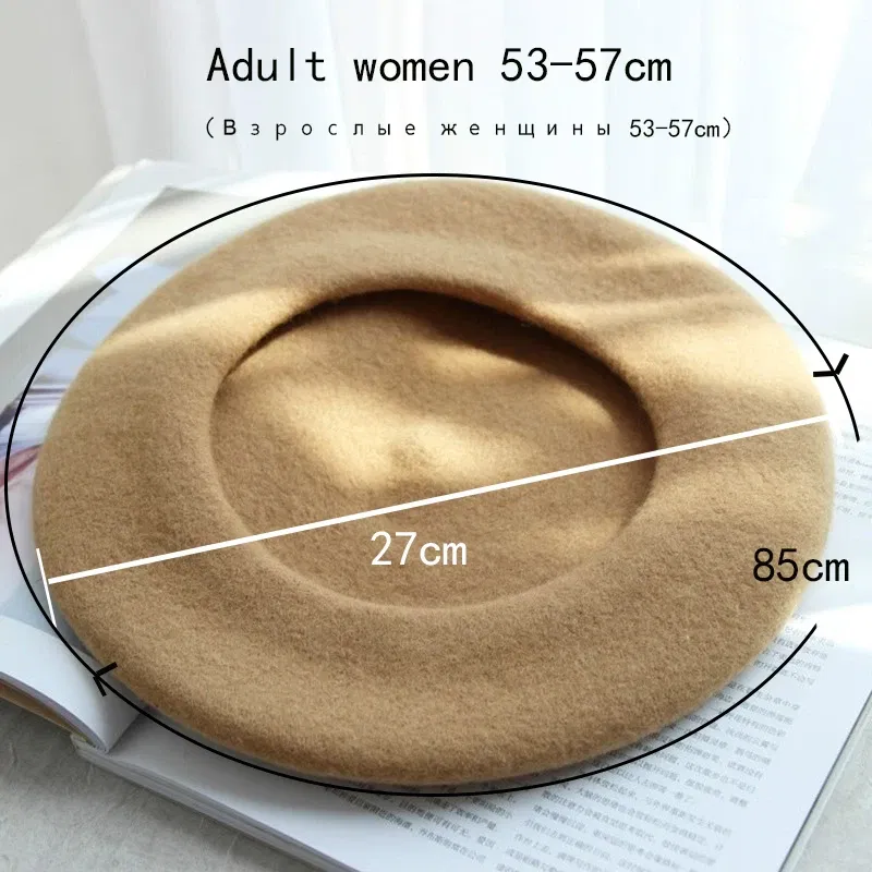 Color: SKY BLUE, Hat Size: One Size - Wool Thick Berets Artist French Beret Women Painter Hat Girls Female Warm Walking Cap