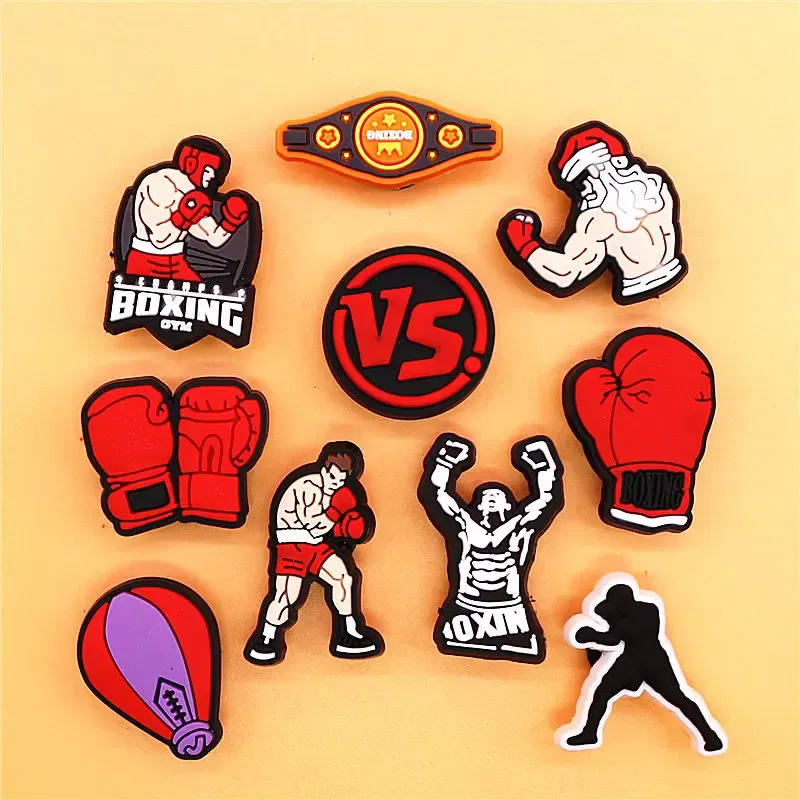 Color: black, Ships From: CHINA - 1Pcs Boxing Champion Style Sandals Shoe Charms Accessories PVC MMA VS One Clogs Pins Badges Shoe Clips Buckle Fit Kids