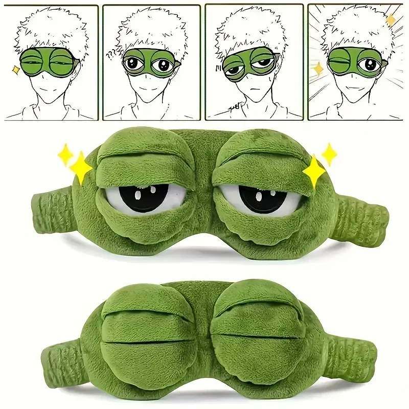 Color: Brown - 3D Frog Sleep Mask Natural Sleeping Eyeshade Women Men Creative Cartoon Soft Portable Blindfold Travel Office Eyepatch