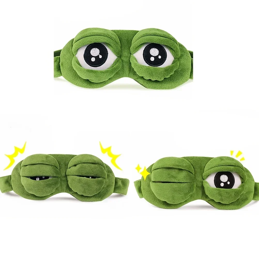 Color: Brown - 3D Frog Sleep Mask Natural Sleeping Eyeshade Women Men Creative Cartoon Soft Portable Blindfold Travel Office Eyepatch