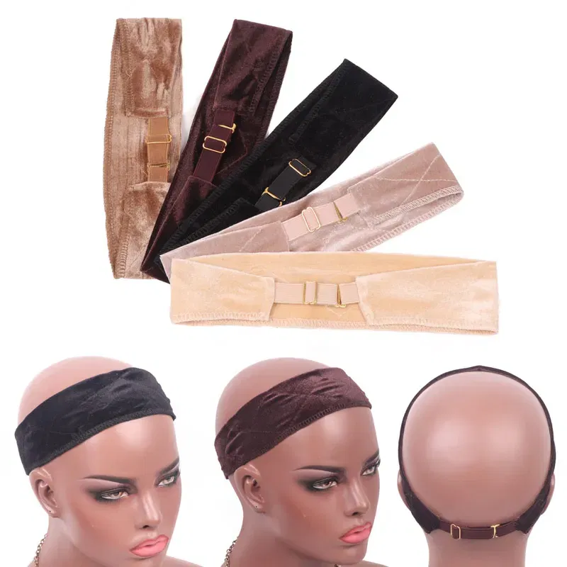 Color: Beige, Ships From: CHINA - Nunify Flexible Velvet Wig Grip Scarf With Adjustable Elastic Band Comfort Head Band Adjustable Fasten Grip Band For Wig 1Pcs