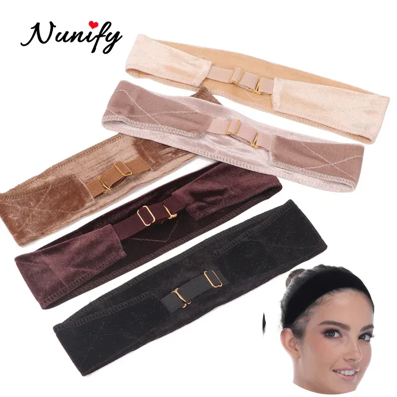 Color: Beige, Ships From: CHINA - Nunify Flexible Velvet Wig Grip Scarf With Adjustable Elastic Band Comfort Head Band Adjustable Fasten Grip Band For Wig 1Pcs
