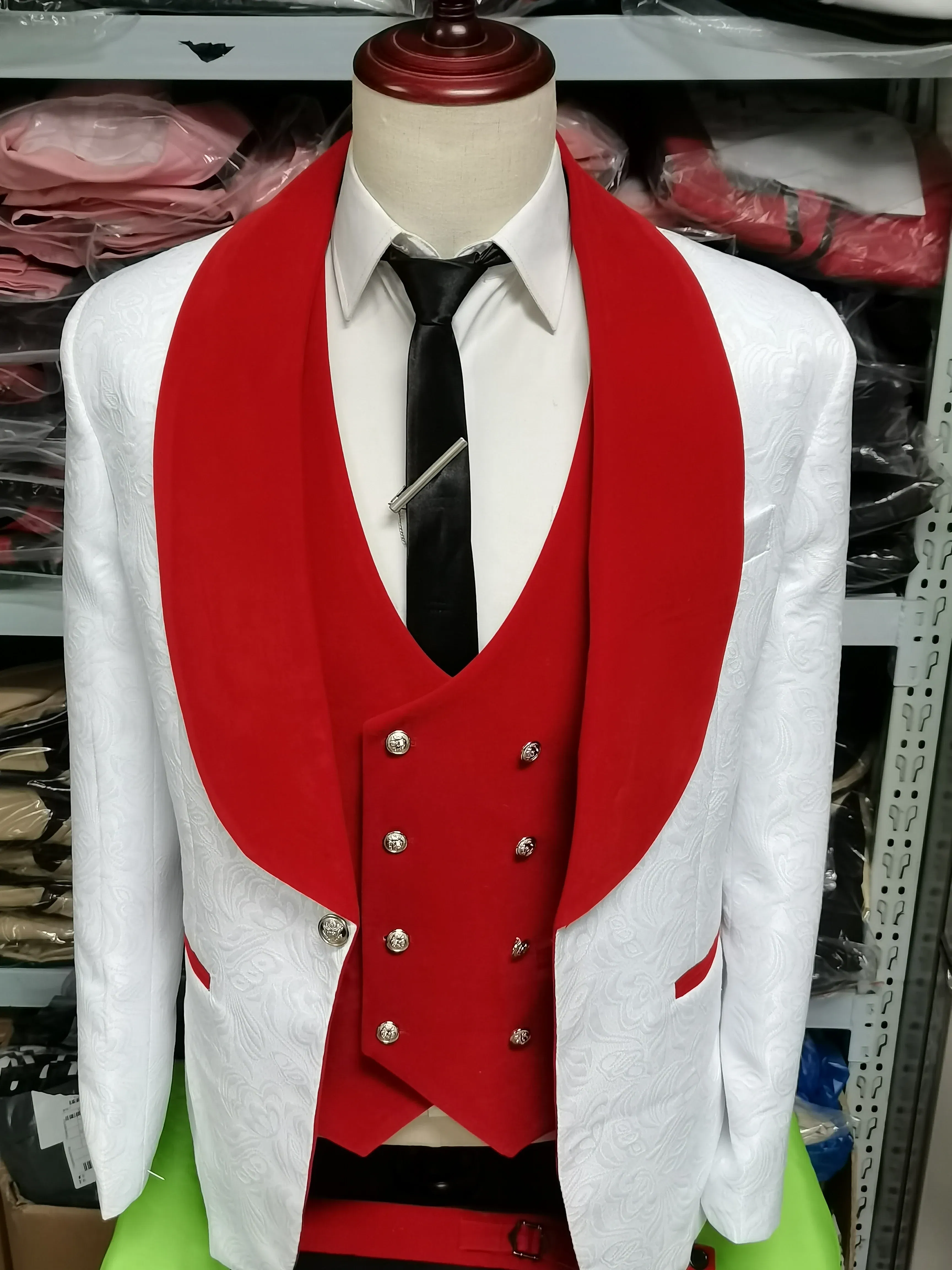 Color: Black, Size: XL - Floral Jacket Men Suit Slim Fit Wedding Tuxedo Navy Blue Velvet Lapel Groom Party Suits Costume Homme Best Man Blazer