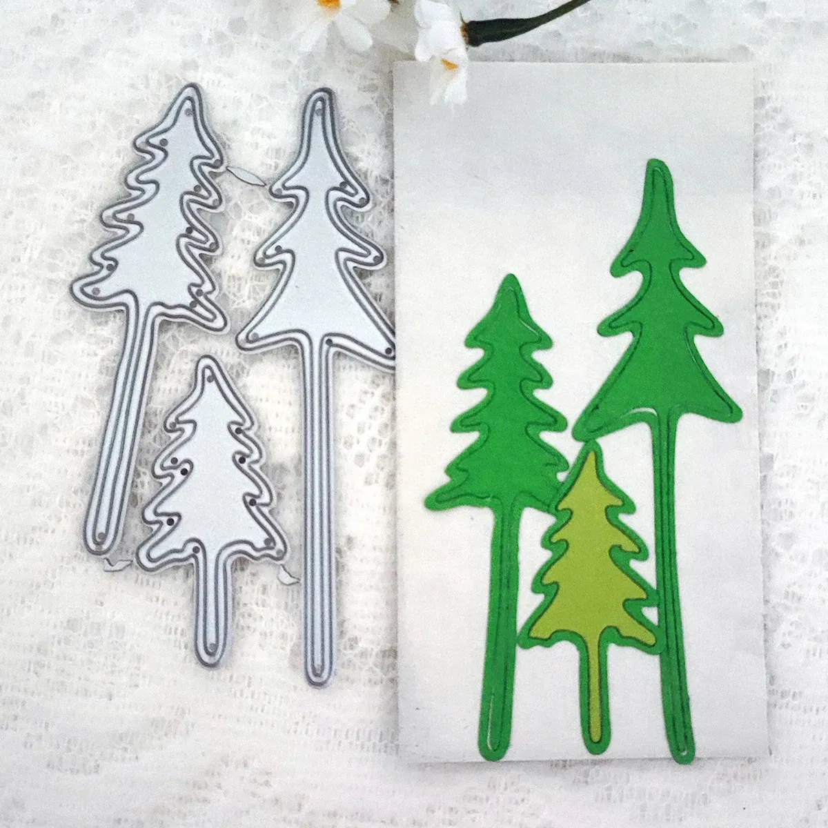 Color: Light Grey - Christmas Tree Happy Birthday Thank You 26 English Alphabet Metal Cutting Dies For DIY Scrapbooking Album Craft Cardmaking