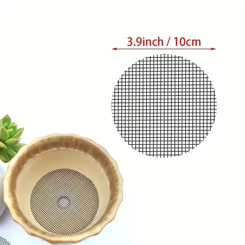 Color: Yellow, Sheet Size: S - Pot Hole Mesh Pad Mat Grid Round Drainage Hole Screen for Pot Bottom Prevent Soil Loss Anti Bonsai Flower Plant Gardening Tools