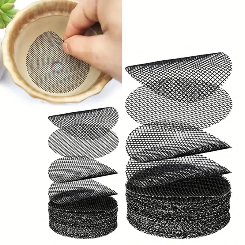 Color: Yellow, Sheet Size: S - Pot Hole Mesh Pad Mat Grid Round Drainage Hole Screen for Pot Bottom Prevent Soil Loss Anti Bonsai Flower Plant Gardening Tools