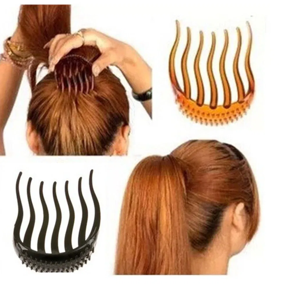 Color: black - 2022 Women Hair Styling Clip Plastic Hair Stick Bun Maker Braid Tool Ponytail Holder Girls Hairpins Hair Accessories Hair Combs