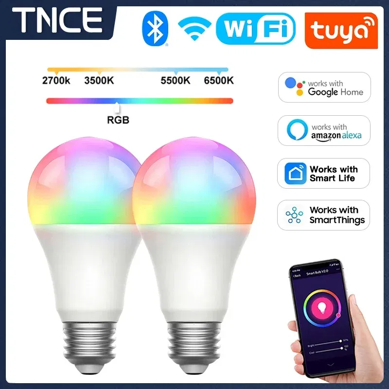 Color: Beige, Bundle: Bundle8 - TNCE Tuya E27 Bulb WIFI Zigbee Bluetooth, Dimmable Light LED lamps 2700-6500k RGB, Smart Life APP, Voice with Alexa Google Home