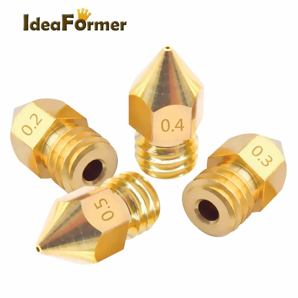 Color: WHITE, Size: 0.25mm - 5/10pcs MK8 Brass Nozzle 1.75/3.0mm Filament Extruder Print Head Nozzle 0.2/0.3/0.4/0.5mm for CR10 CR10S Ender3 3D Printer Parts