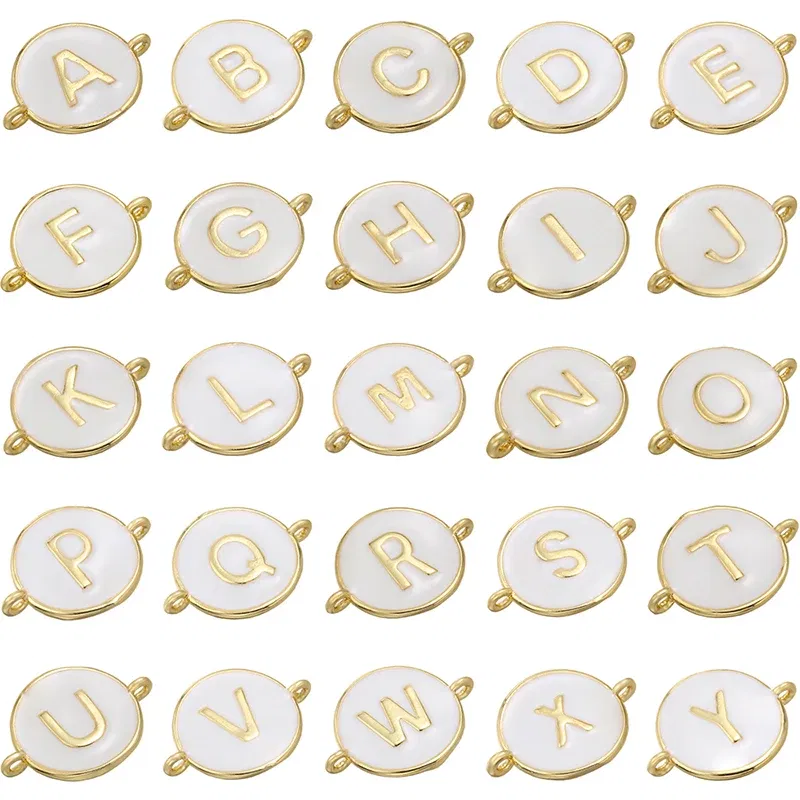 Color: Green - ZHUKOU 13x18mm white brass 26 letters jewelry connector for women bracelet necklace handmade jewelry accessories model: VS440