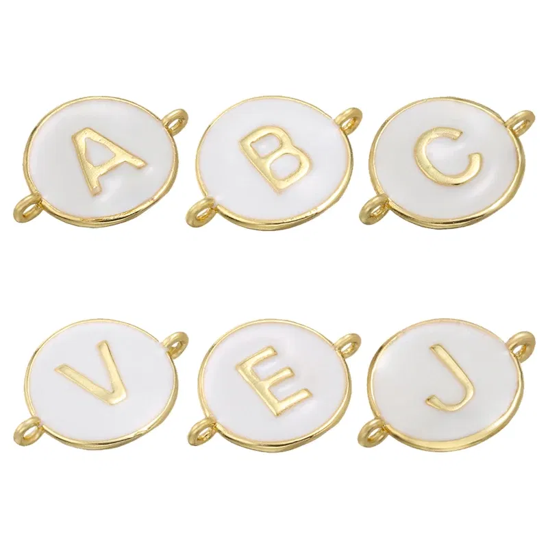Color: Green - ZHUKOU 13x18mm white brass 26 letters jewelry connector for women bracelet necklace handmade jewelry accessories model: VS440