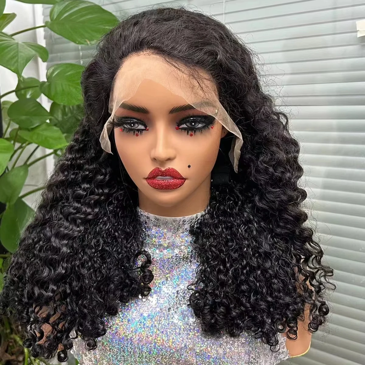 Color: #1B, Ships From: CHINA, Stretched Length: 12INCHES, Density: 300%, Lace Size: 13x4 - 300% Density 12A Double Drawn 13x4 Lace Front Bouncy Curly Human Hair Wigs Natural Burmese Curly Remy Hair Wigs for Black Women