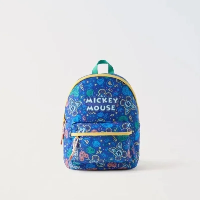 Color: Silver - Disney New Mickey Cartoon Fashion Backpack Women's Minnie Canvas School Bag Boys and Girls Fashion Large Capacity Backpack