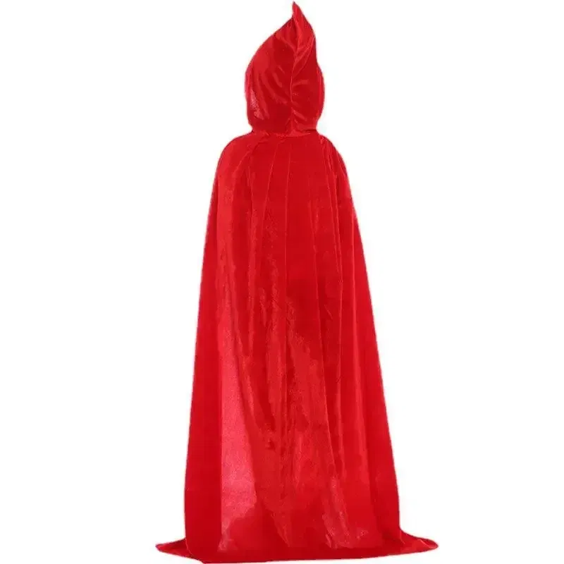 Color: green, Size: S - Velvet Cloak Cape Hooded Medieval Costume Witch Wicca Vampire Man Woman Unisex Solid Color
