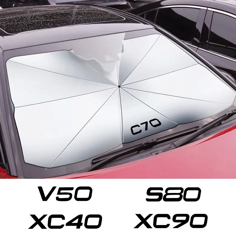 Color: Beige - Car Front Shading Car Windshield Sunshade Umbrella For Volvo XC90 XC60 C30 T6 S60 C70 XC40 V40 XC70 V60 V50 S80 S40 AWD V90 S90