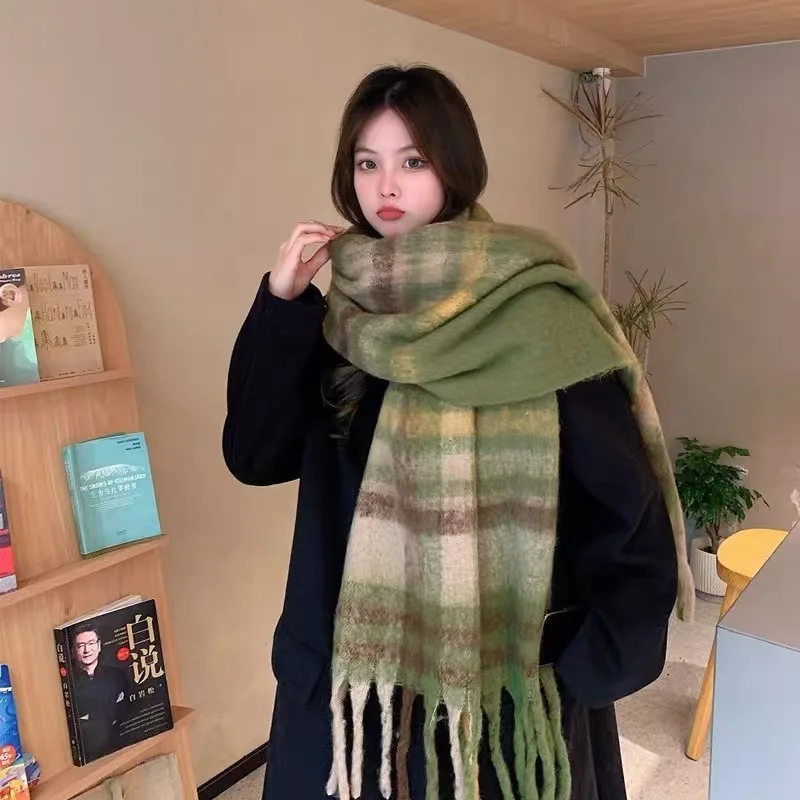 Color: Blue, Size: XXS - 2025 Hot Luxury Winter Thick Warm Scarf Women Cashmere Shawl and Wraps Pashmina Neckerchief Bufanda Female Long Tessel Echarpe