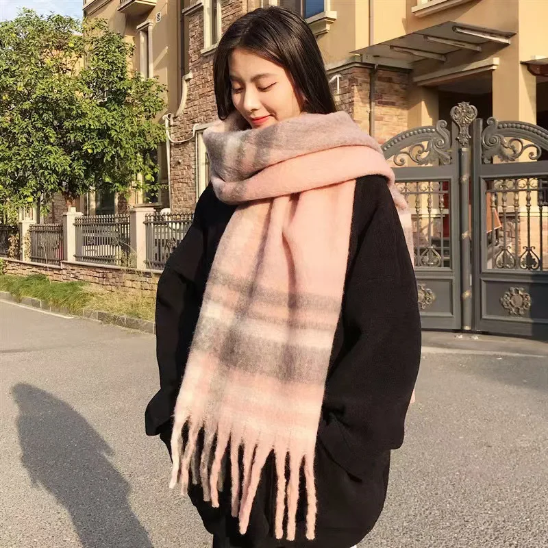 Color: Blue, Size: XXS - 2025 Hot Luxury Winter Thick Warm Scarf Women Cashmere Shawl and Wraps Pashmina Neckerchief Bufanda Female Long Tessel Echarpe