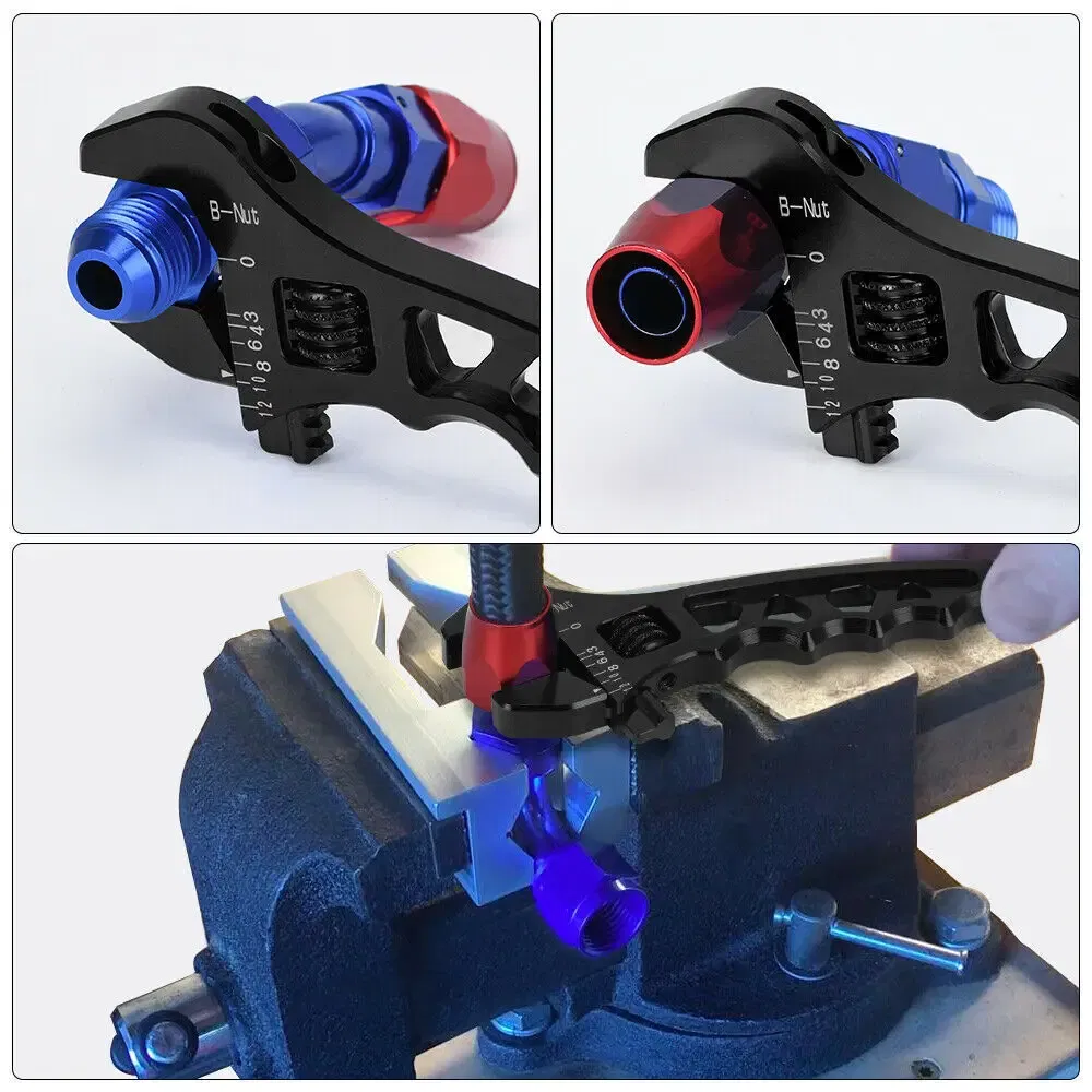 Color: PURPLE - Blue Red Black Adjustable AN 3 4 6 8 10 12 Aluminum WRENCH HOSE Fitting Tool Aluminum Spanner AN3-AN12 Hose Fitting