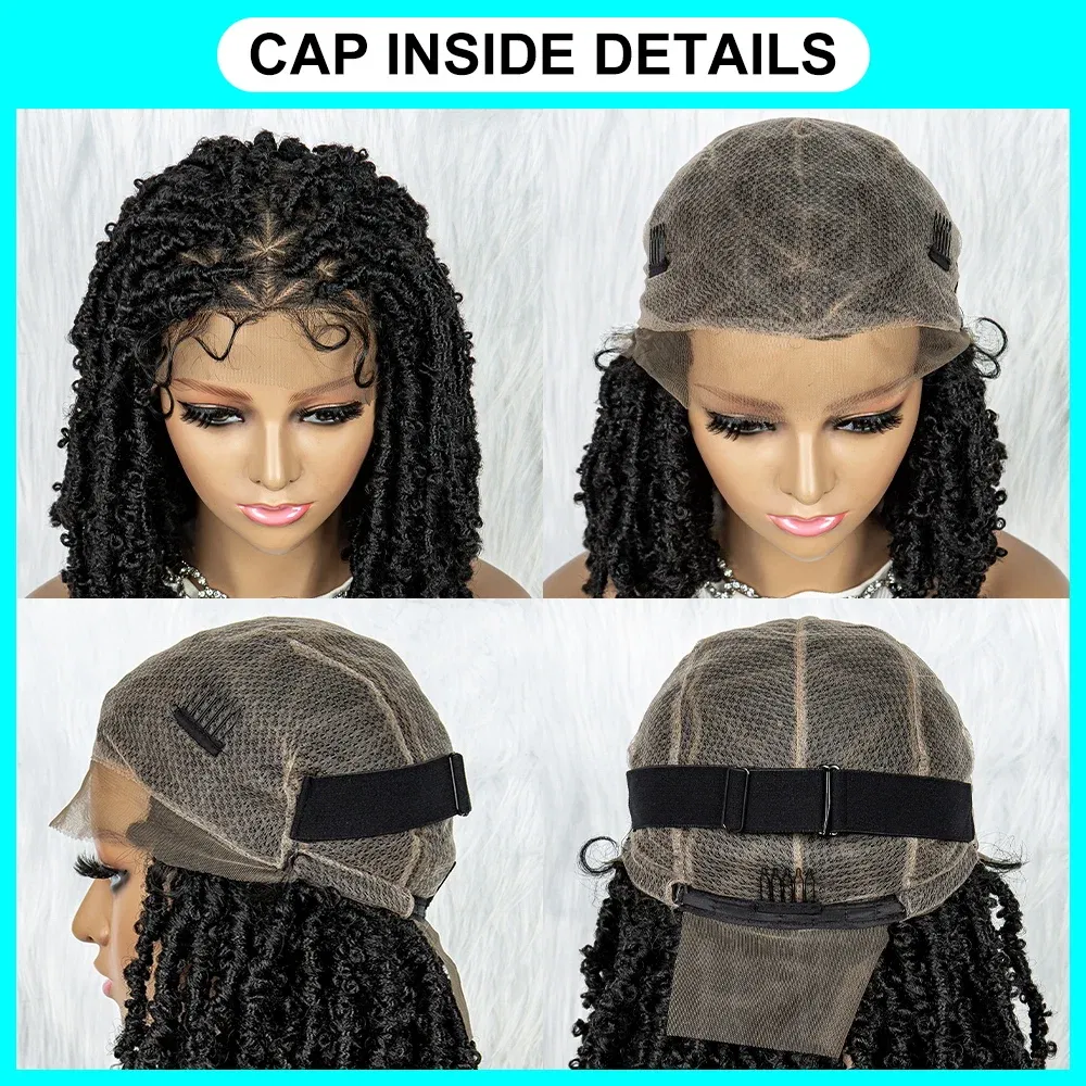 Synthetic Full Lace Wig Braided Wigs Dreadlock Wig 14 inches Short Twist Wig for Black Women Afro Curly Synthetic Wig