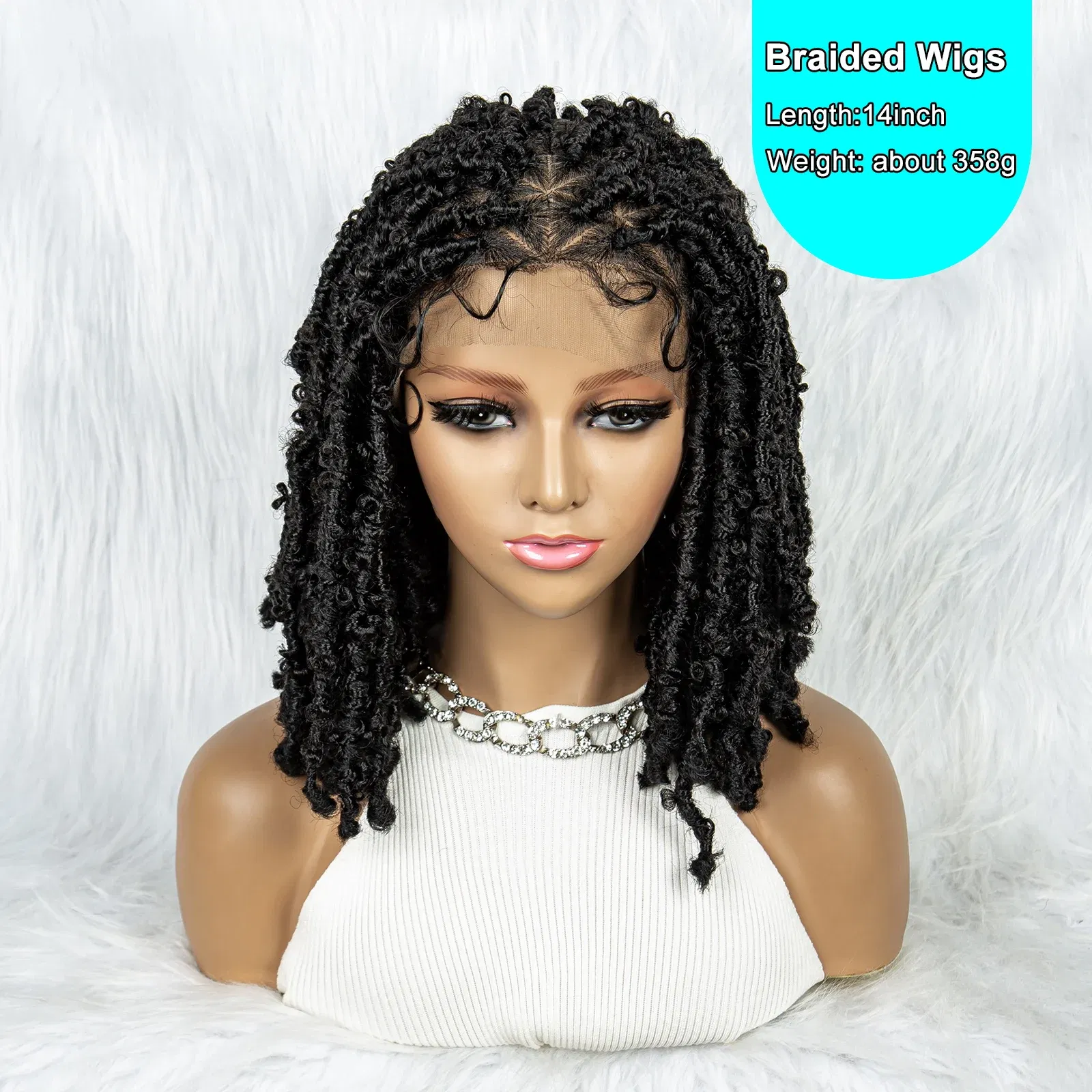 Synthetic Full Lace Wig Braided Wigs Dreadlock Wig 14 inches Short Twist Wig for Black Women Afro Curly Synthetic Wig