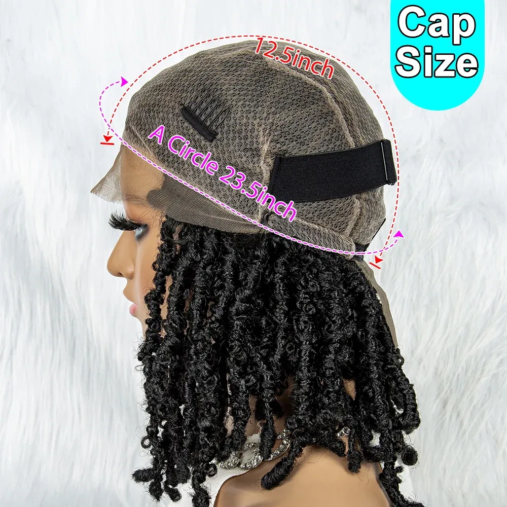 Synthetic Full Lace Wig Braided Wigs Dreadlock Wig 14 inches Short Twist Wig for Black Women Afro Curly Synthetic Wig