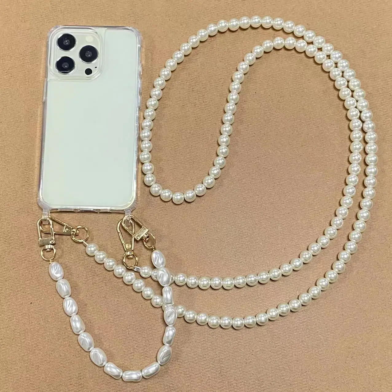 Color: Claret, Bundle: Case & Strap, Material: PU - Korean Pearl Bracelets Chain Case with Lanyard Aesthetic Luxury Shell for Iphone 15 12 14 Pro Max XR X XS 7 8 Plus 15 Pro Cover